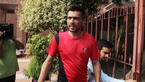 Pakistani cricketer Mohammad Amir arrives at the Pakistan Cricket Board's headquarters in Lahore, Pakistan, Wednesday, Aug. 26, 2015. Pakistan's three cricketers will have to undergo a six-month extensive rehabilitation program before they can return to international cricket after their five-year ban ends on Sept. 1. (AP Photo/K.M. Chuadary)