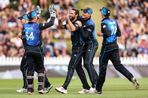 during the One Day International match between New Zealand and Pakistan at Basin Reserve on January 25, 2016 in Wellington, New Zealand.