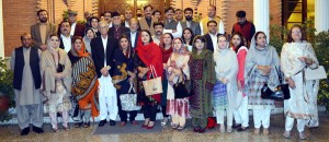 CM KP Pervez Khattak with MPAs from frour provinces of the country at CM House in Peshawar on Friday.