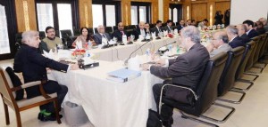 Chief Minister Punjab Muhammad Shahbaz Sharif  holding talks with the eminent indusrialists and  economists in Lahore on Thursday.