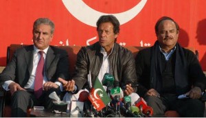 Chairman PTI Imran Khan addressing a press conference at his residence in Islamabad on Tuesday. - SABAH