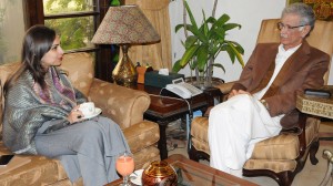Minister of State and Chairperson BISP Marvi Memon calls on Chief Minister KP Pervez Khattak  in CM House in Peshawar on Friday.