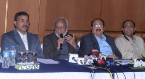 Mian Saeed, President Pakistan Steel Melting Industry addressing a press conference in Lahore on Monday.-DNA 