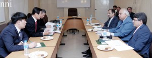 Provincial Minster for Industries, Ch Muhammad Shafiq meeting with Korean Ambassador in Pakistan, Dr Sung Yang Bawan in Lahore on Tuesday.-NNI