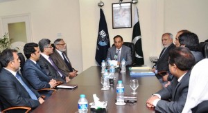 Executice Director NAVTTC  addressing a meeting of the agricultural experts for imparting training in agricultural sector to the youth in Islamabad.