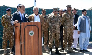 President Mamnoon Hussain addressing the Cadets at Cadet College Wana, South Waziristan on Monday. Governor KPK Iqbal Zafar Jhagra is also present.