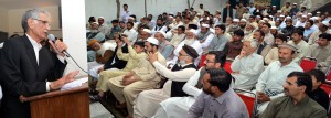 Special Assistant to CM KPK for Information Mushtaq Ahmad Ghani addressing the closing ceremony of Spring Festival 2016 at Kalil Top, District Buner.
