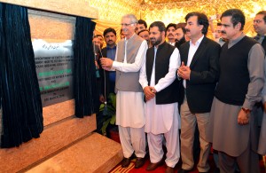 CM KPK Pervez Khattak performing ground breaking ceremony of improvement of GT Jamrud Road in Peshawar on Wednesday.