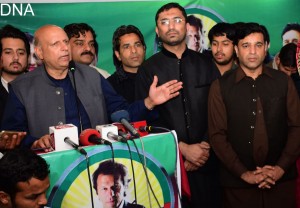 Candidate for PTI President Punjab, Ch Muhammad Sarwar addressing to the party  workers in Lahore on Friday.