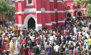 Members of  Christian community at Don Basco Church in Lahore on the occasion of Easter.