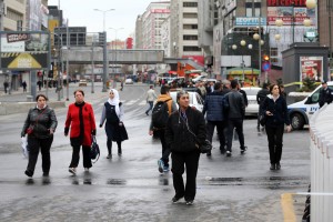 People are walking through roads closed for traffic due to security after a day of bloody car bombing in Ankara, Turkey.-AFP