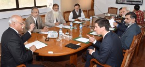 Dr. Nadeem Amjad, Chairman PARC chairing a meeting with Benjamin Gavina, Argentine Businessman for promotion of technology for storage of grains in silobags in Pakistan.