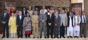 Dr. Mukhtar Ahmed, Chairman HEC with members of the newly established National Technology Council (NTC) after its first-ever meeting held at HEC Secretariat. Maj. Gen. Akbar Saeed Awan (Retd), Chairman NTC and Dr. Kausar Malik, Vice Chairman NTC are also present.
