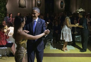 President Obama dances the tango during a state dinner hosted by Argentina's President Mauricio Macri in Buenos Aires. REUTERS