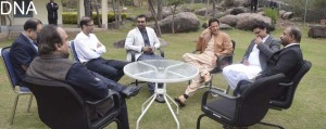 Chairman PTI Imran Khan in a meeting in Islamabad with the delegation  of PTI supporters from Karachi. - DNA