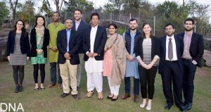 Chairman PTI Imran Khan with the students of Harvard Kennedy School U.S, in Islamabad on Tuesday. - DNA