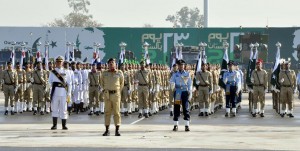Troops participate in march-past on the occasion of Pakistan Day Parade on Wednesday. - DNA