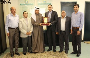 President ICCI, Atif Ikram Shaikh giving a shield to Saqr Bin Mubarak Al Mansouri, Ambassador of Qatar in Islamabad on Tuesday.-DNA 