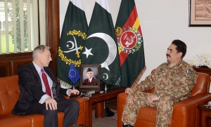 Ambassador Franz-Michael Mellibin, European Union Special Representative and Head of the European Union delegation for Afghanistan called on COAS, General Raheel Sharif in Rawalpindi on Thursday.-NNI