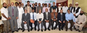  A group photo of participants Dr Nadeem Amjad Chairman PARC, Dr A K Khanzada Dr M Imtiaz Country Rep CIMMYT-Pakistan Dr Ahmad Bakhsh Mahar, Member plant Science Syed Nadeem Shah, VP Sindh Abadgar Board Dr Amjad Pervez, DG SARC Dr Atiq-ur-Rehman Rattu, NC on the occassion of Annual Travelling Wheat Seminar-2016 in Karachi on Tuesday.