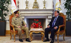COAS Gen Raheel Sharif meeting with President of Tajikistan Emomali Rahman in Dushanbe  during his visit to Tajikistan on Tuesday. - DNA