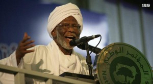 The renowned political leader of Sudan,  Dr. Hassan 'Abd Allah al-Turabi who died at age of  84 laid to rest in Khartoum on Sunday. - SABAH