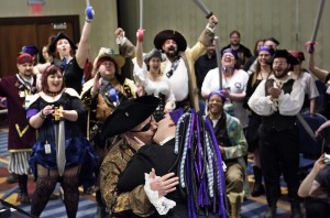  Thomas Kazakh and Jenifer Kazakh kissing each other after entering into wedlock early in the morning in Cleveland ConCoction in the United States.