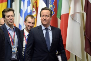 British Prime Minister David Cameron returning after conclusion of European Union meeting on Migrants’ crisis in Brussels. AFP