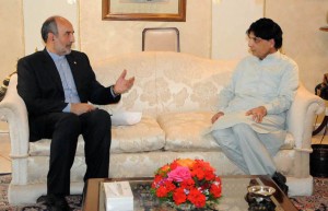 Iranian Amabassador Mehdi Honardoost called on Interior Minister Chaudhry Nisar Ali Khan  in Islambad on Friday.
