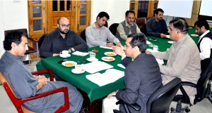 KPK Minister for Education, Atif Khan chairing a meeting of the Education Department  in Peshawar on Friday.