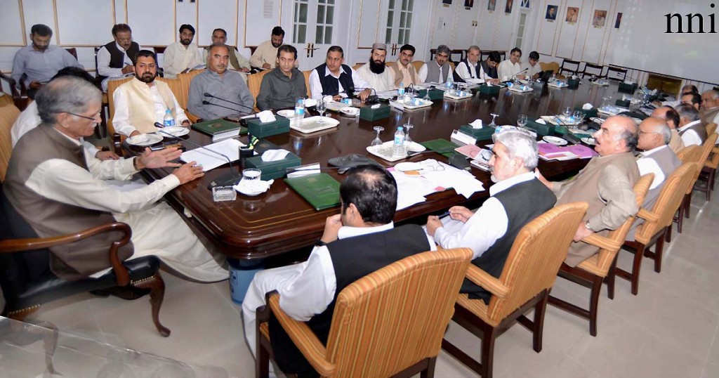 KPK Chief Minister, Pervez Khattak chairing a high level meeting convened to discuss the issue of unscheduled loadsheding in the province at CM Secretariat in Peshawar on Monday.