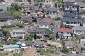  An aerial view of buildings destroyed by the earthquake in the Japanese city of Mashiko.-AFP