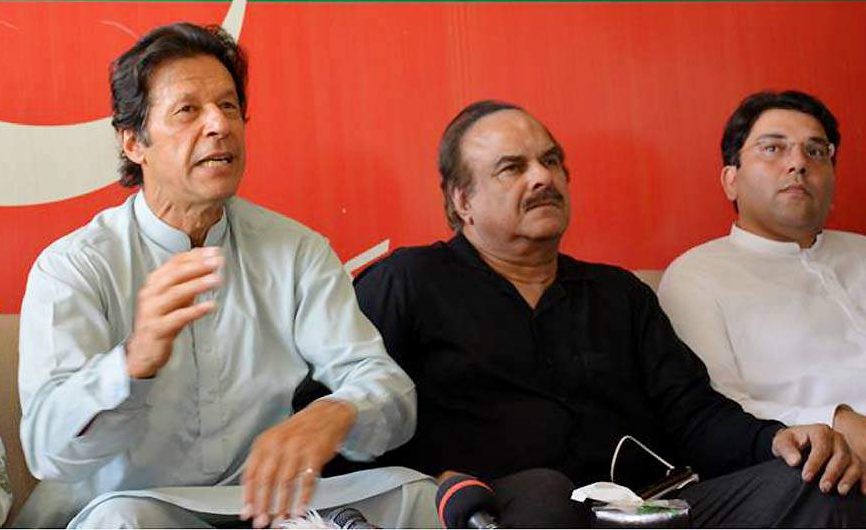Chairman PTI Imran Khan addressing a press conference in Islamabad on Friday. - NNI