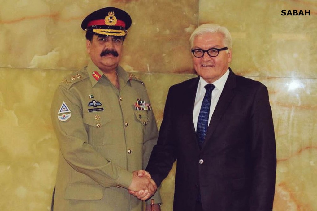 COAS Gen Raheel Sharif meeting with German Foreign Minister  Frank-Walter Steinmeier in Berlin on Tuesday. - DNA