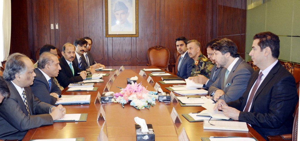 Foreign Secretary Aizaz Ahmad Chaudhry in a meeting with the Afghan delegation led by Deputy Foreign Minister Hekmat Khalil Karzai in Islamabad on Monday.