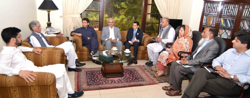CM KPK Pervez Khattak presiding over a meeting in different development schemes in hyder power and industrial units and others to be put on ground next week in Peshawar.