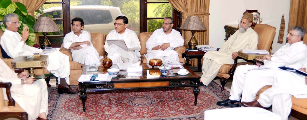 CM KPK Pervez Khattak presiding over a high level meeting at CM Secretariat in Peshawar regarding  different hydropower generation projects in the province.