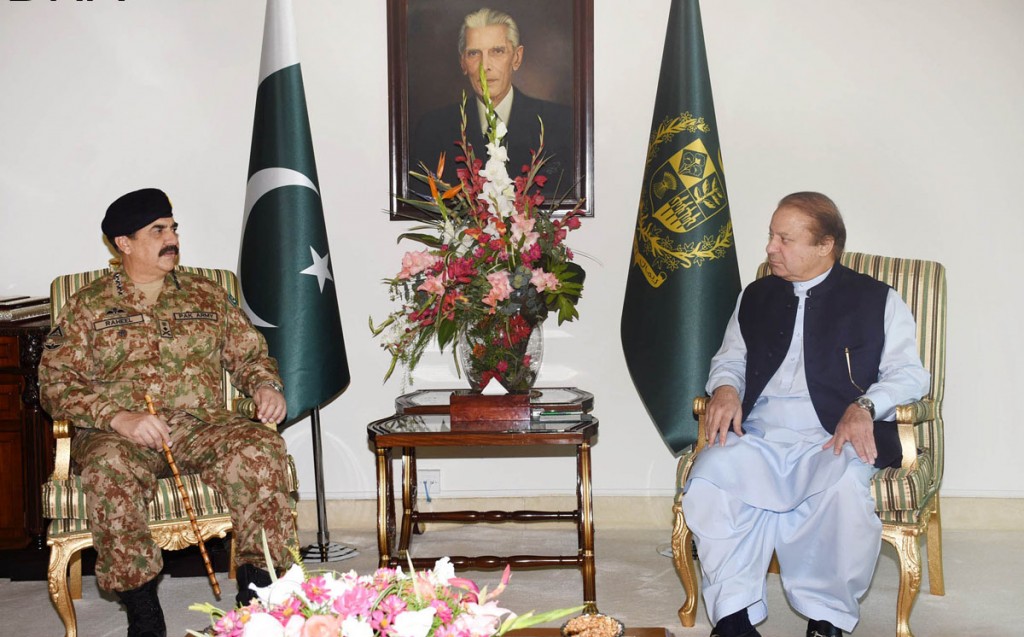 COAS Gen Raheel Sharif called on Prime Minister Muhammad Nawaz Sharif at PM House  in Islambad on Friday. - DNA