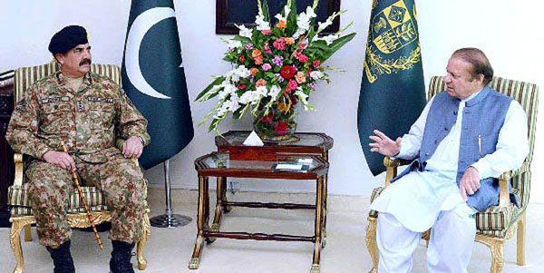 COAS Gen Raheel Sharif called on Prime Minister Nawaz Sharif in Islamabad on Monday. - DNA