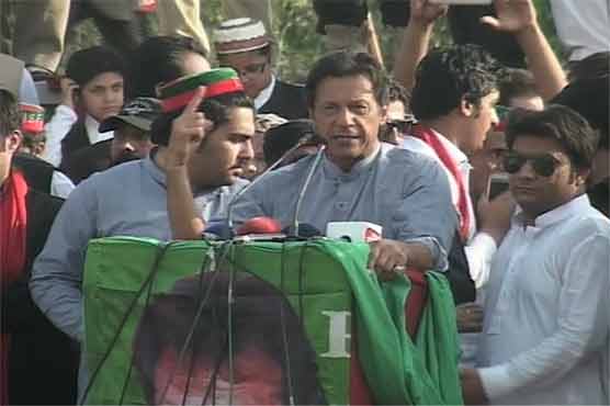 Chairman PTI Imran Khan address media in Islamabad on Sunday.
