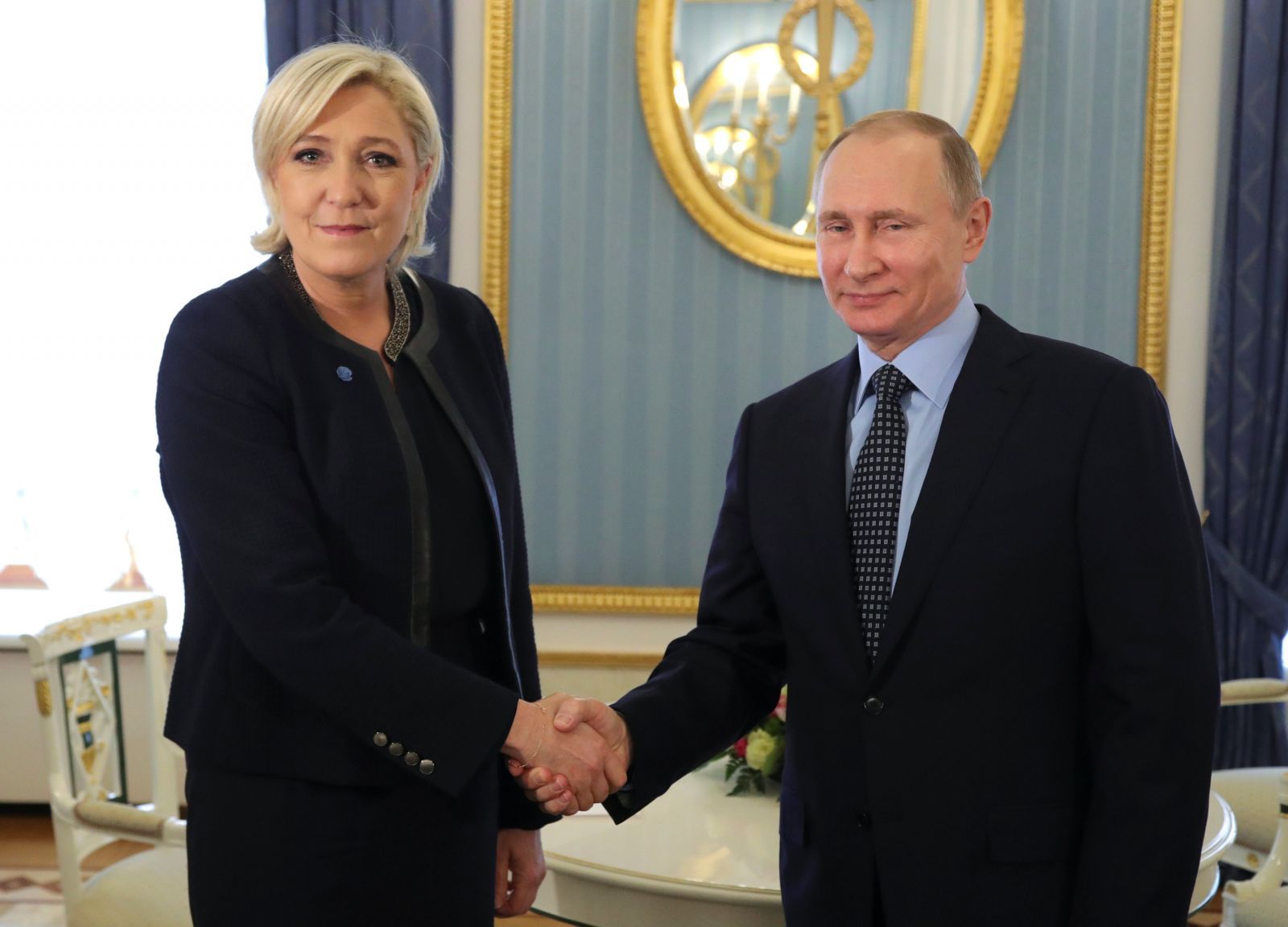 Putin meets France’s Le Pen in Moscow