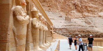Tourists visit the Temple of Hatshepsut