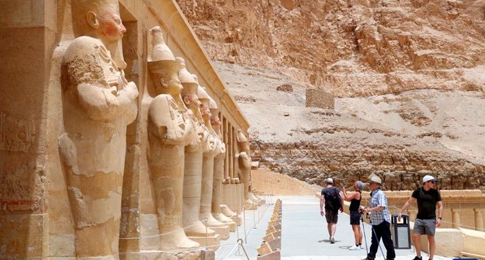 Tourists visit the Temple of Hatshepsut